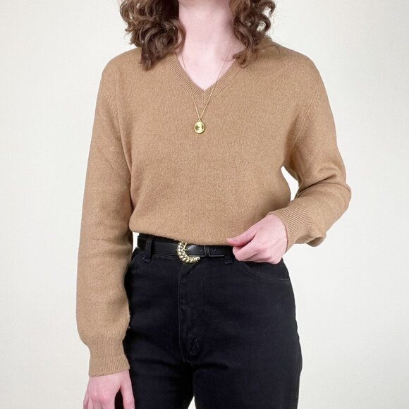 100% Camel Hair Vintage Pringle Sweater Oversized Quiet Luxury Old Money Preppy - Picture 2 of 10